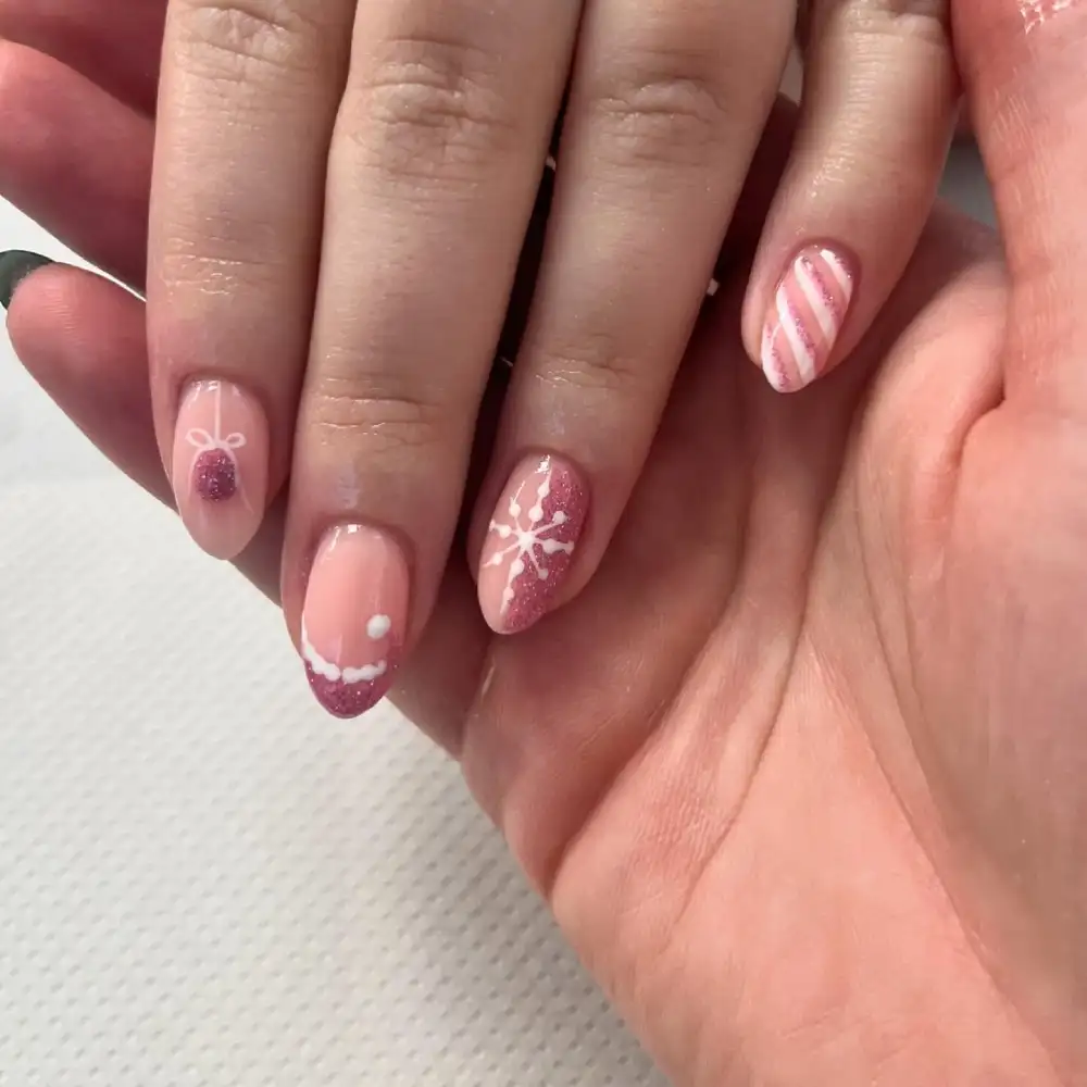 pink christmas nails