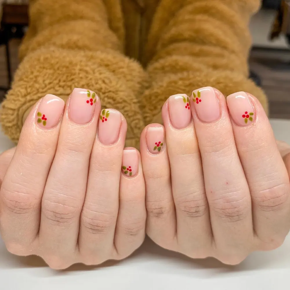 pink christmas nails