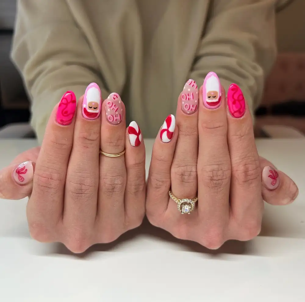 pink christmas nails