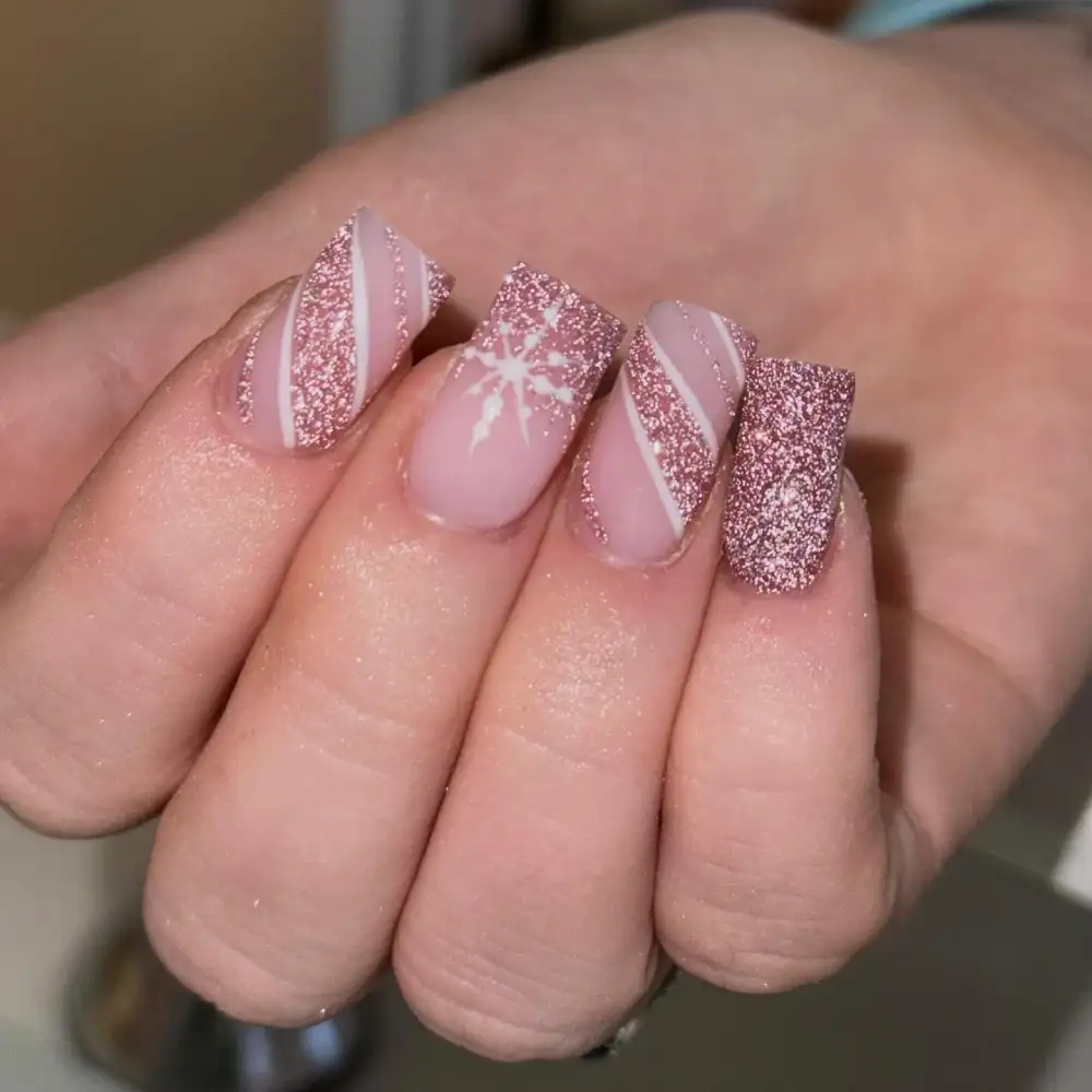 pink christmas nails