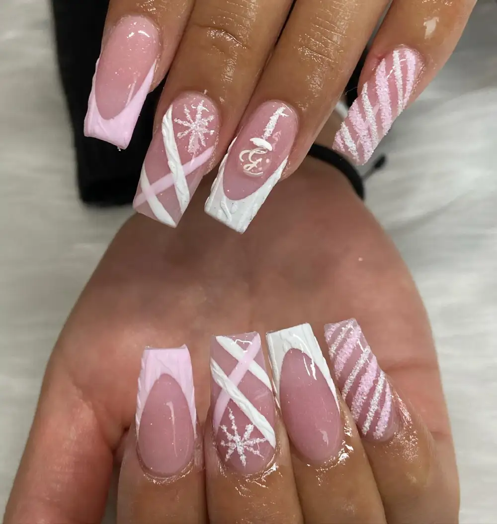 pink christmas nails