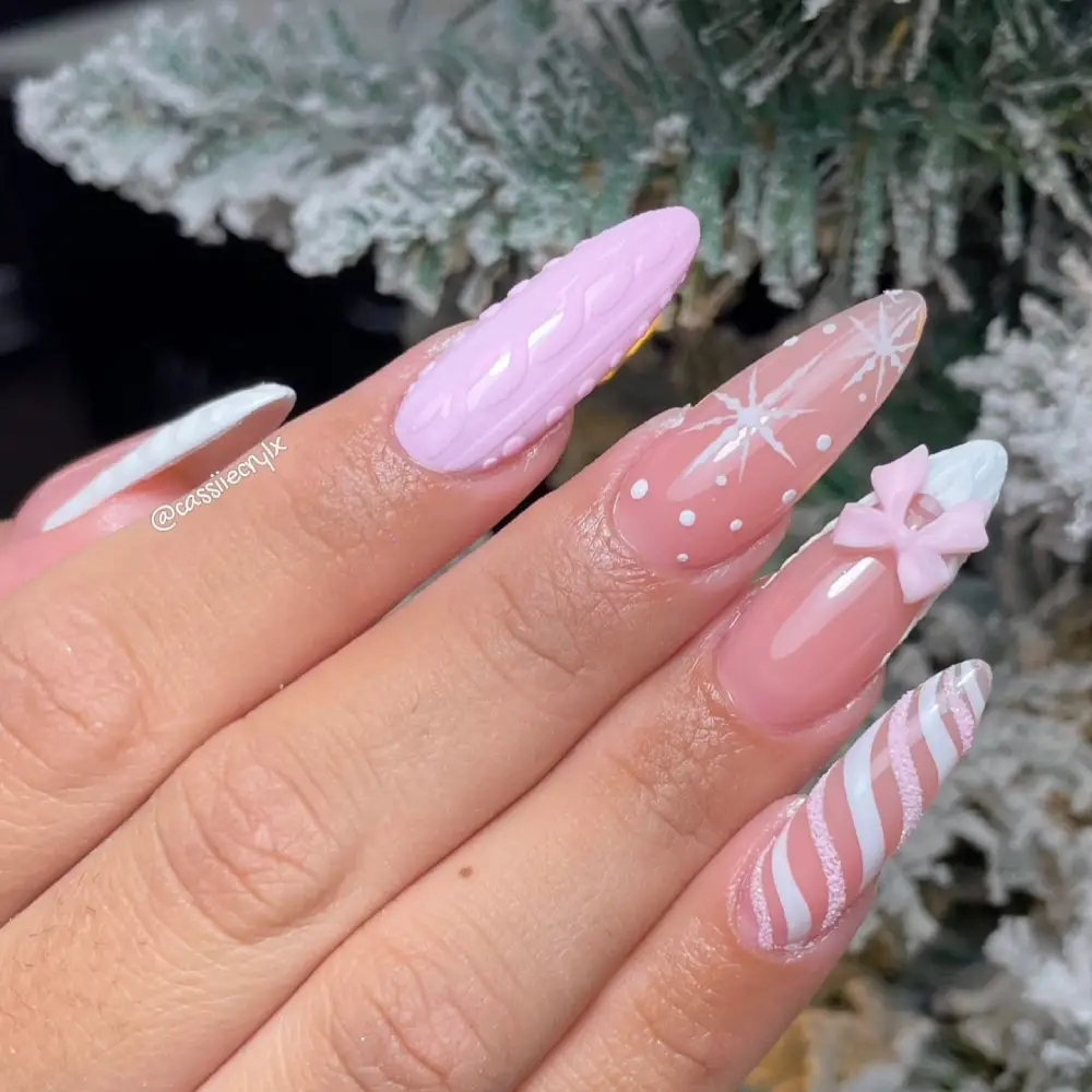 pink christmas nails