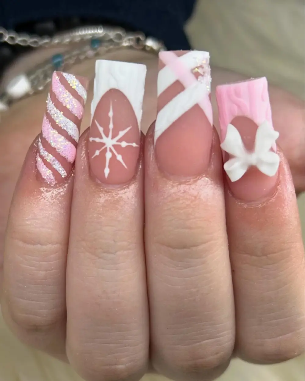 pink christmas nails