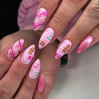 Pink Christmas Nails Ideas for a Fun Holiday Look