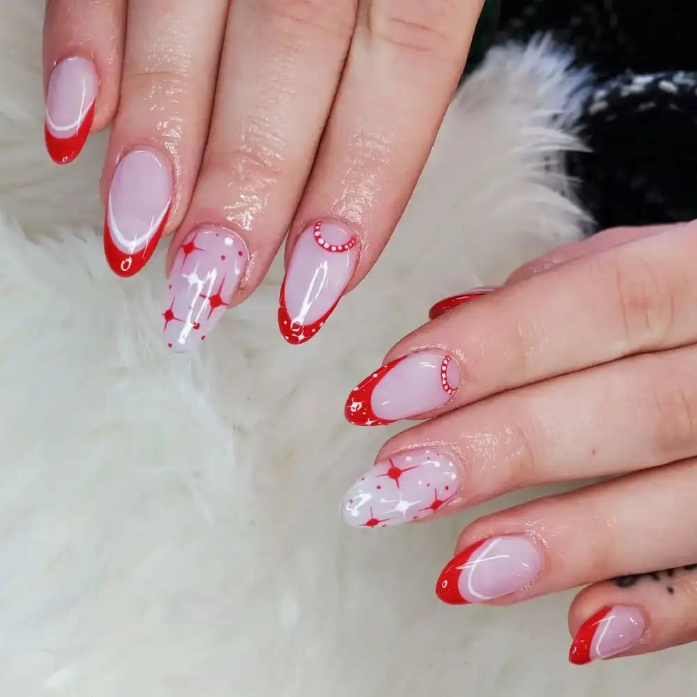 red and white christmas nails