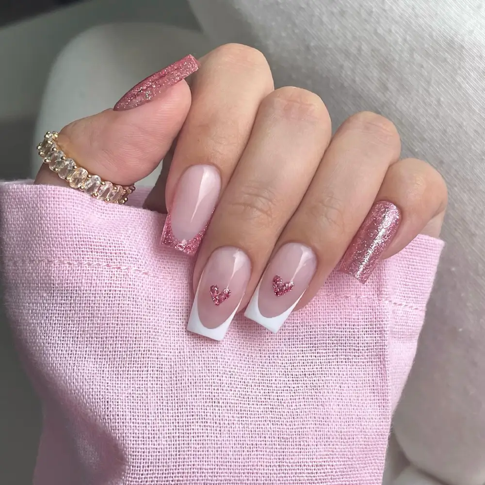 square valentine nails