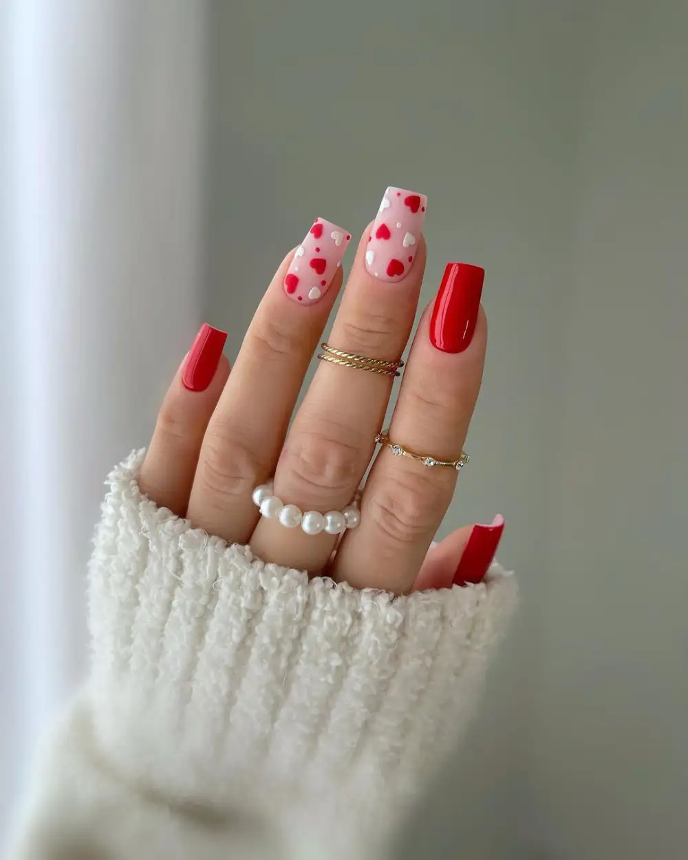 square valentine nails