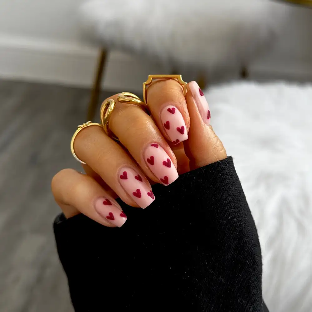 square valentine nails