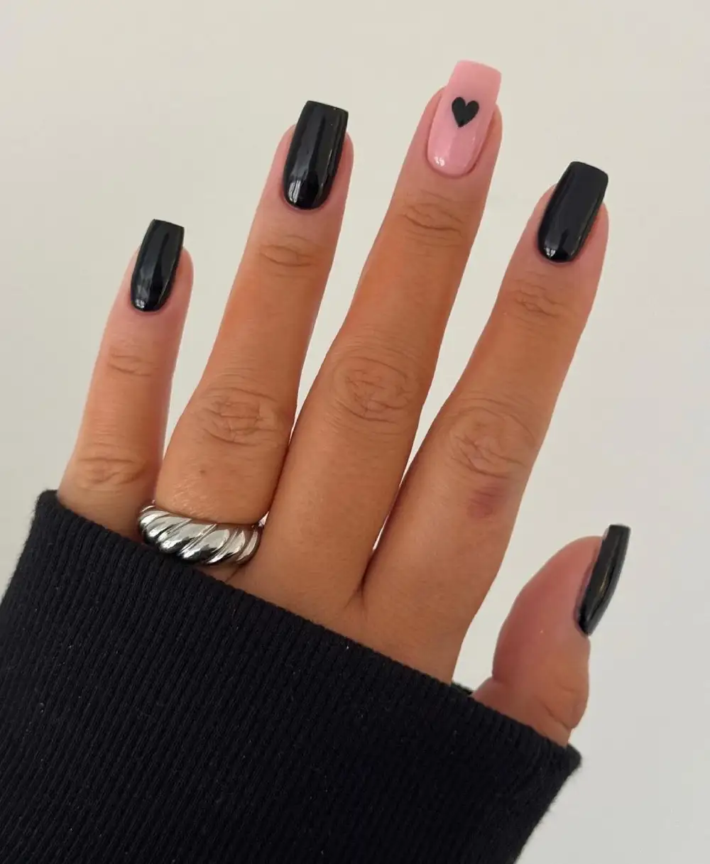 square valentine nails