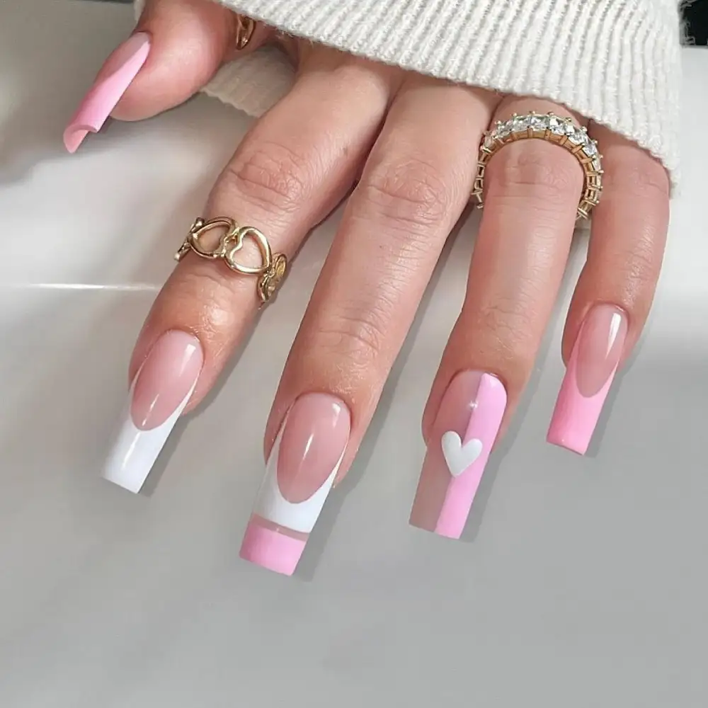 square valentine nails