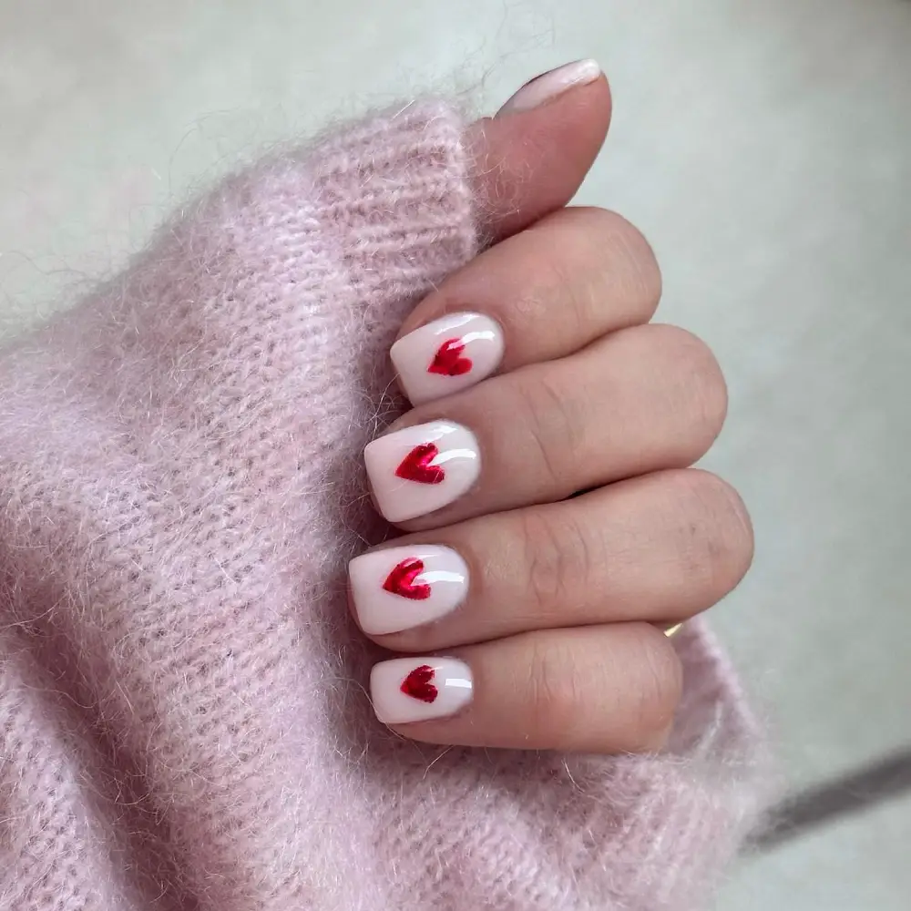 square valentine nails