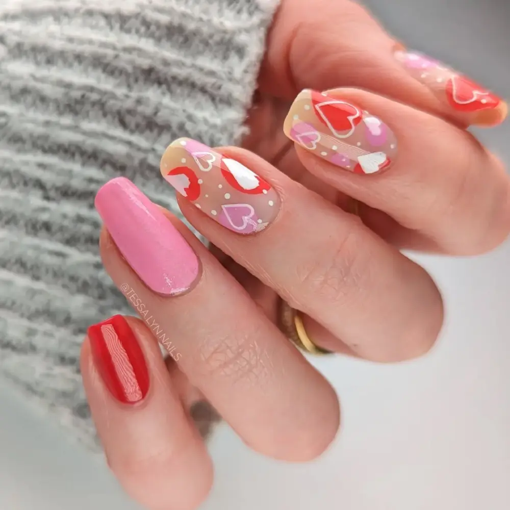 square valentine nails