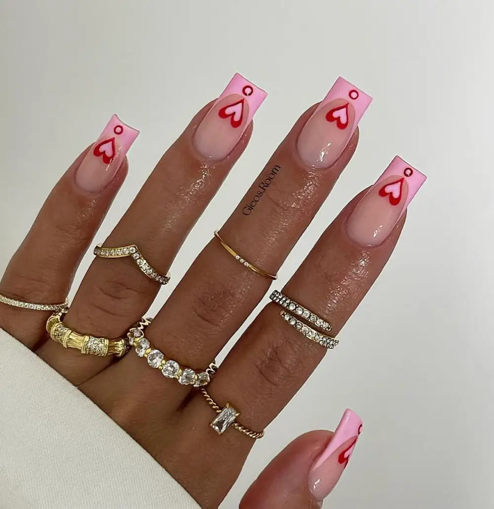 square valentine nails