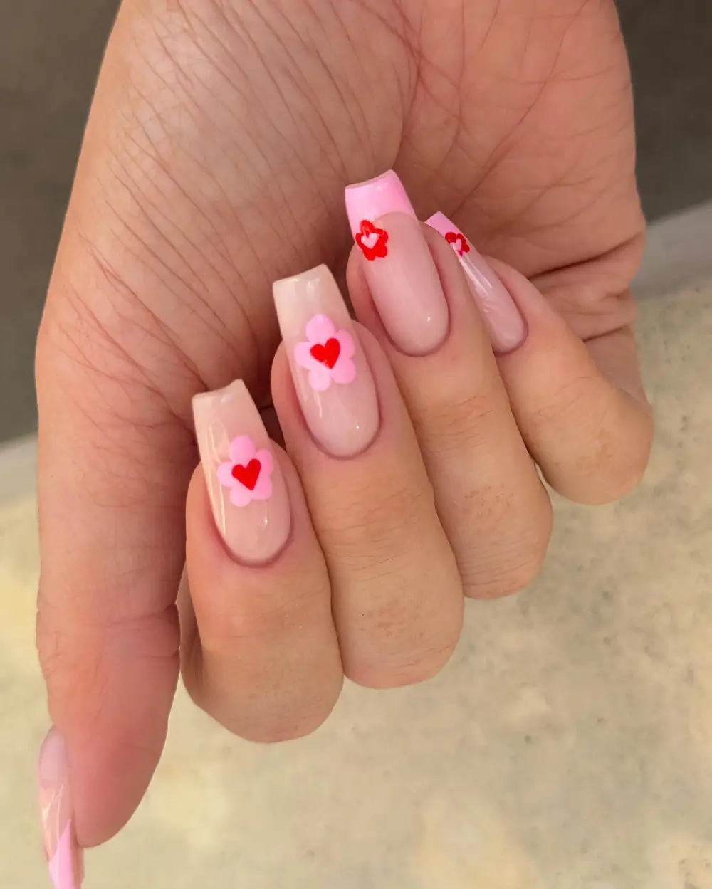 square valentine nails