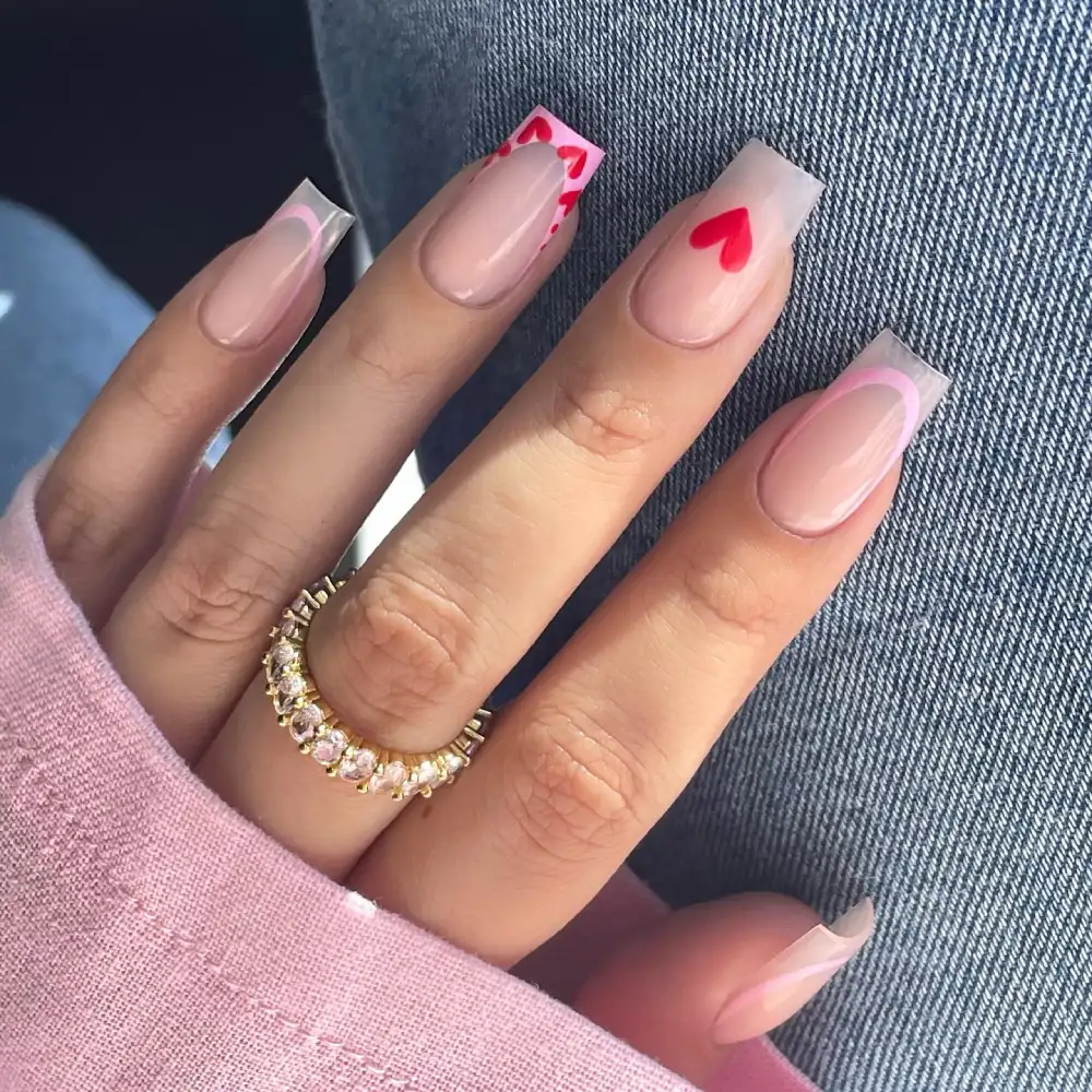 square valentine nails