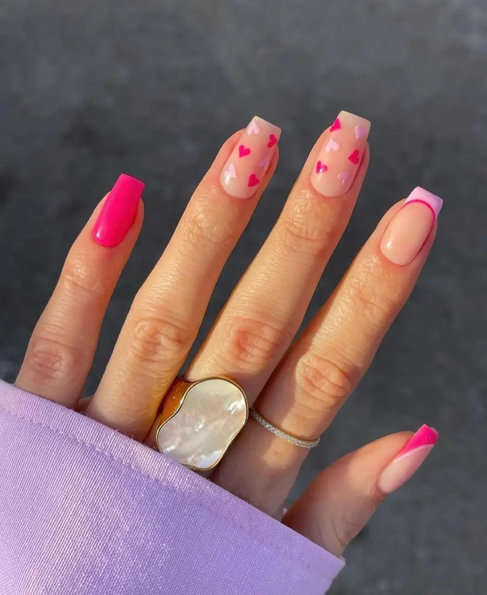 square valentine nails