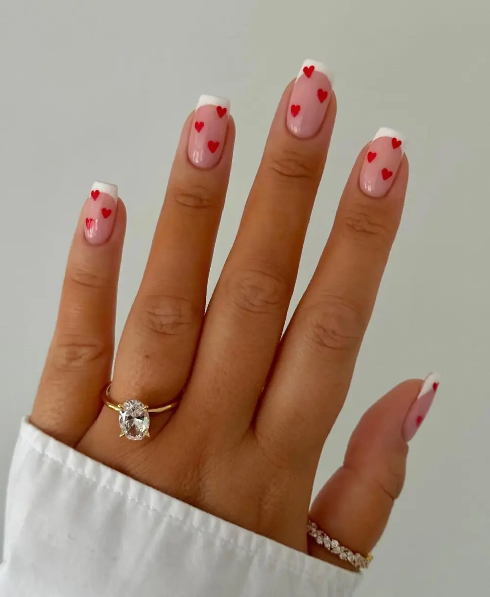 square valentine nails