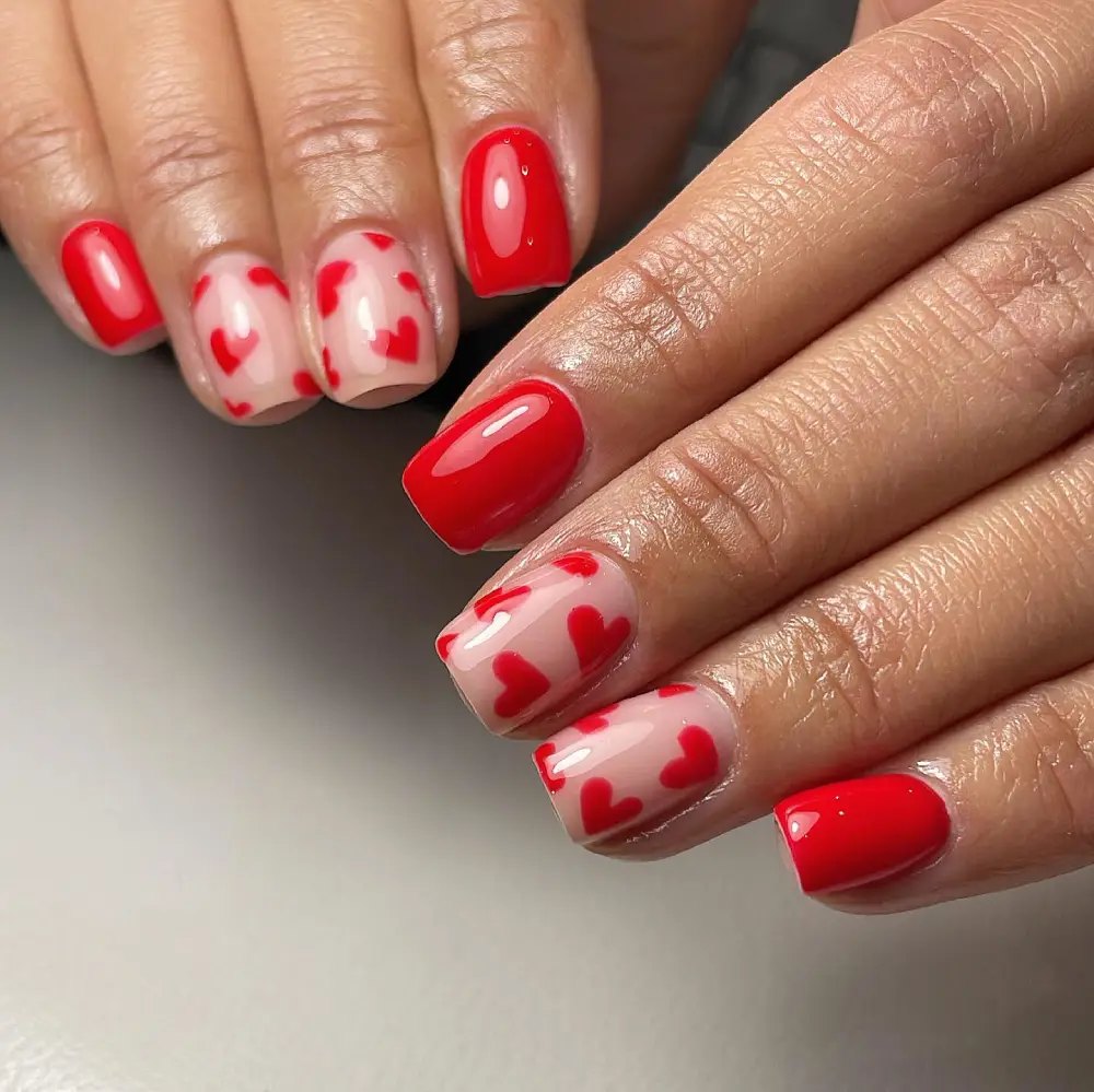 square valentine nails