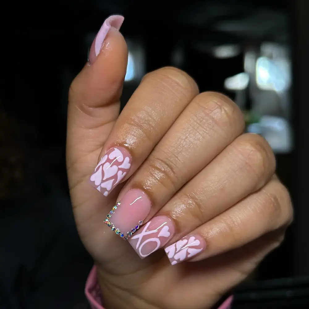 square valentine nails