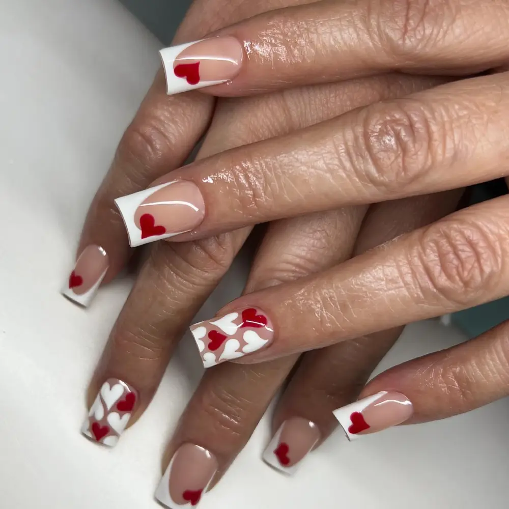 square valentine nails