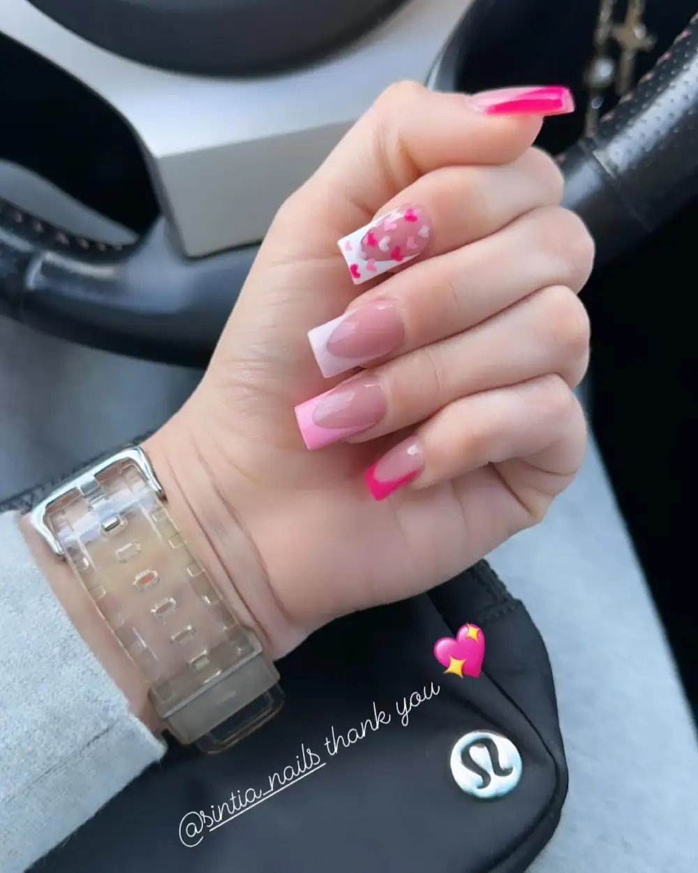 square valentine nails