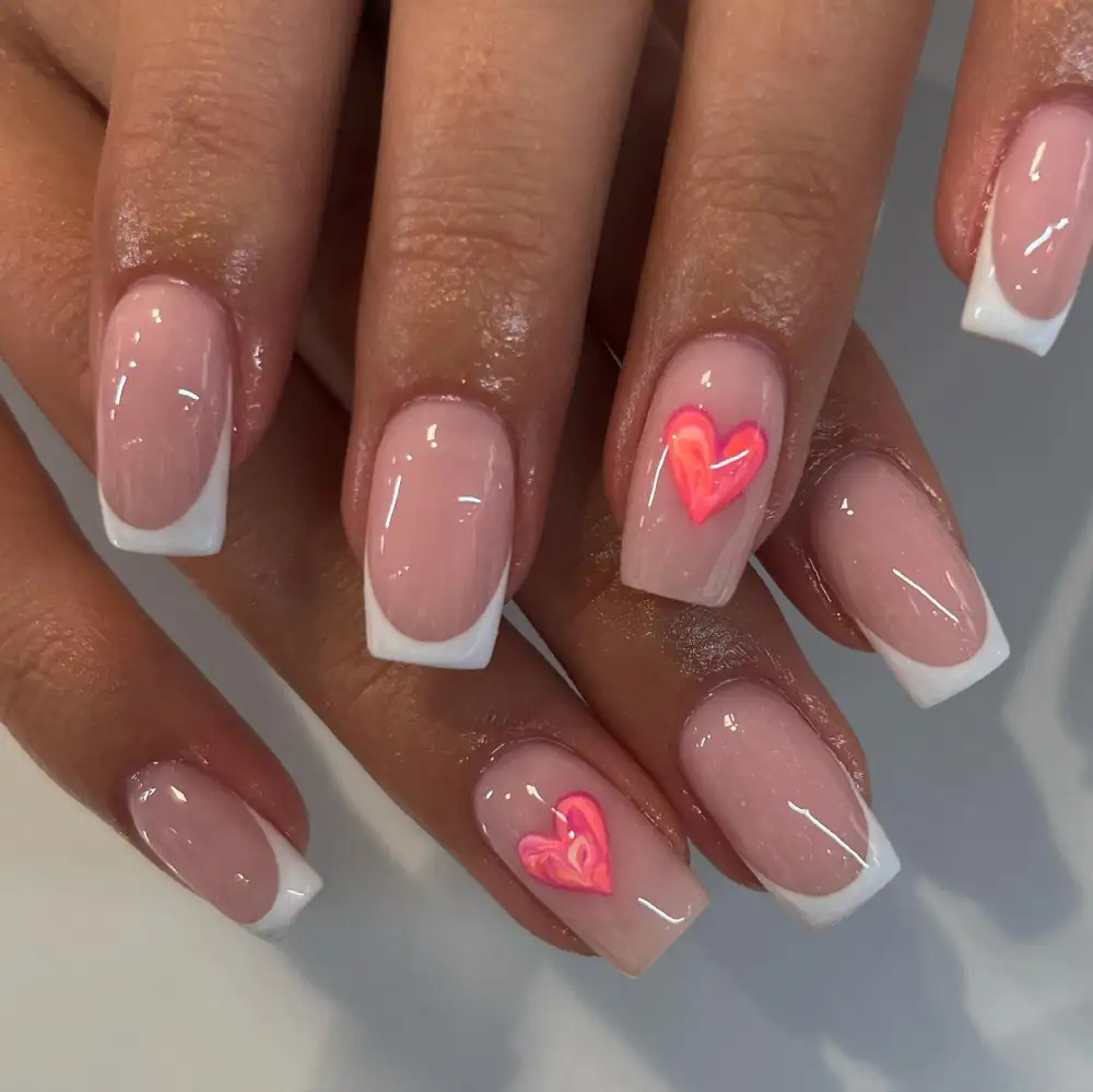 square valentine nails