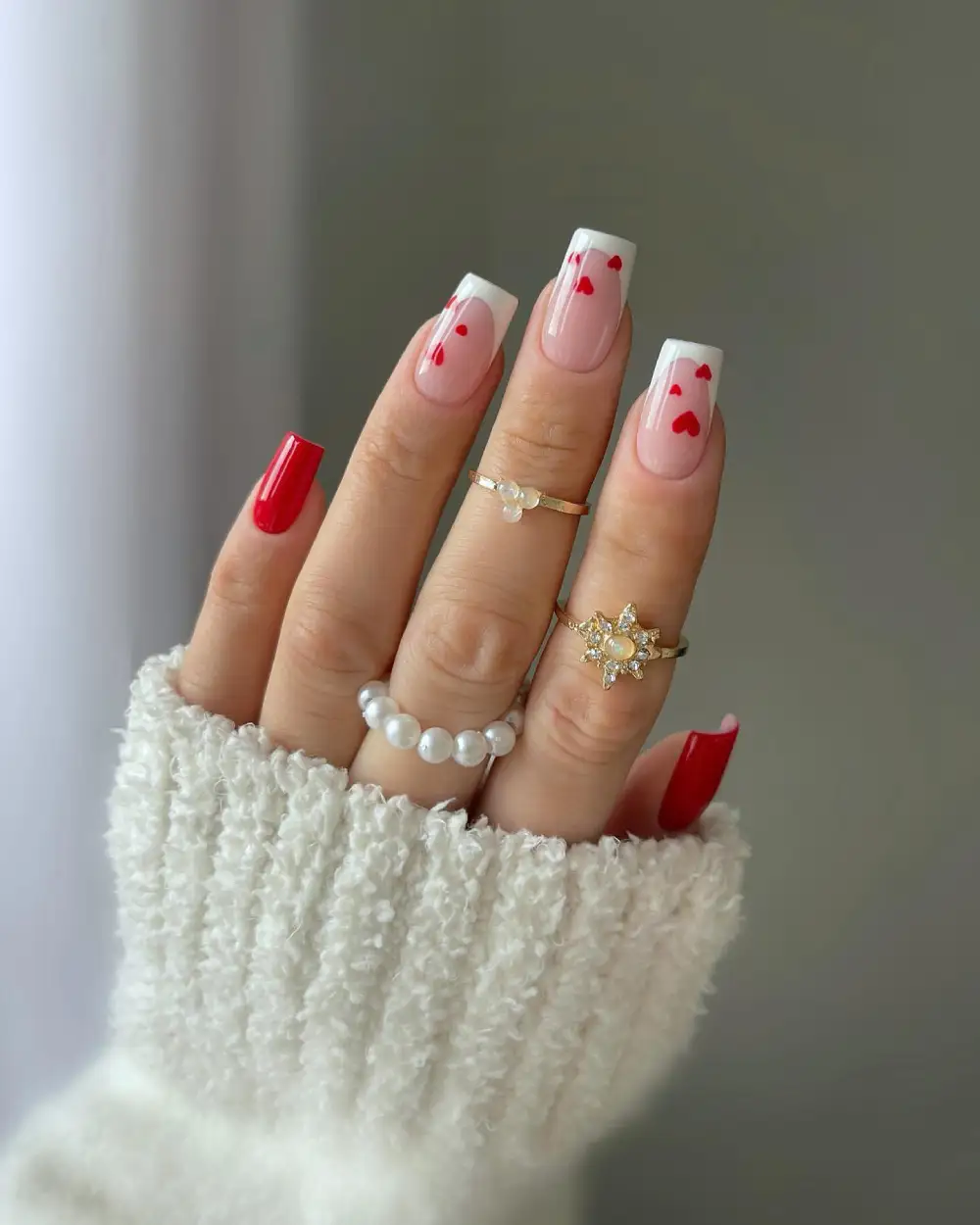 square valentine nails