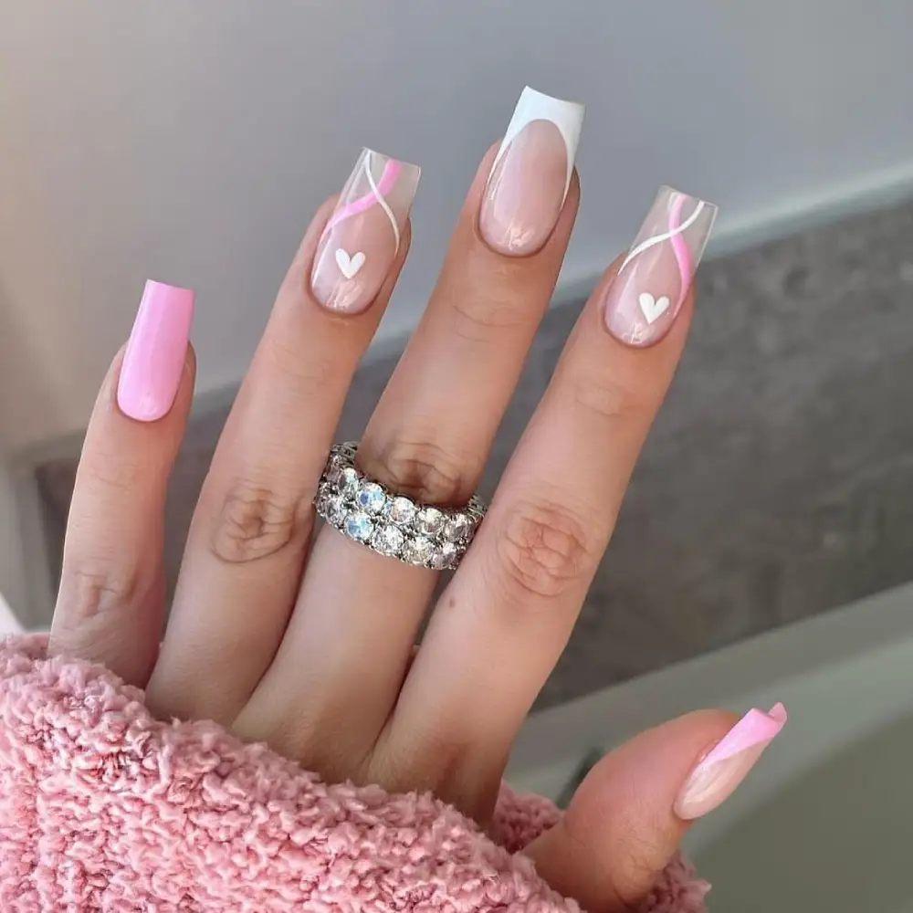 square valentine nails