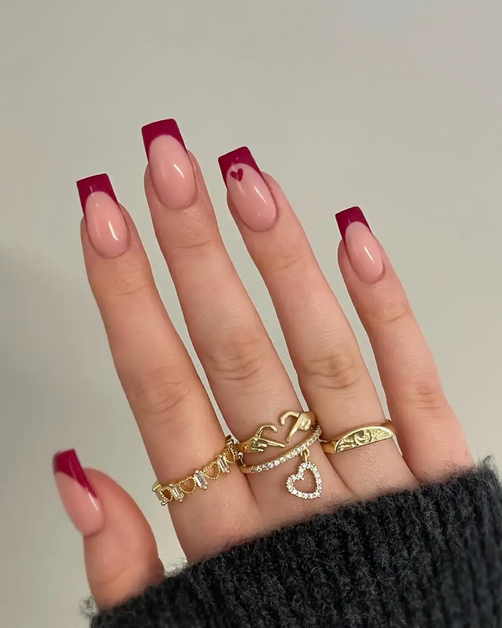 square valentine nails