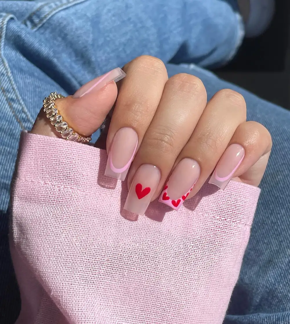 square valentine nails